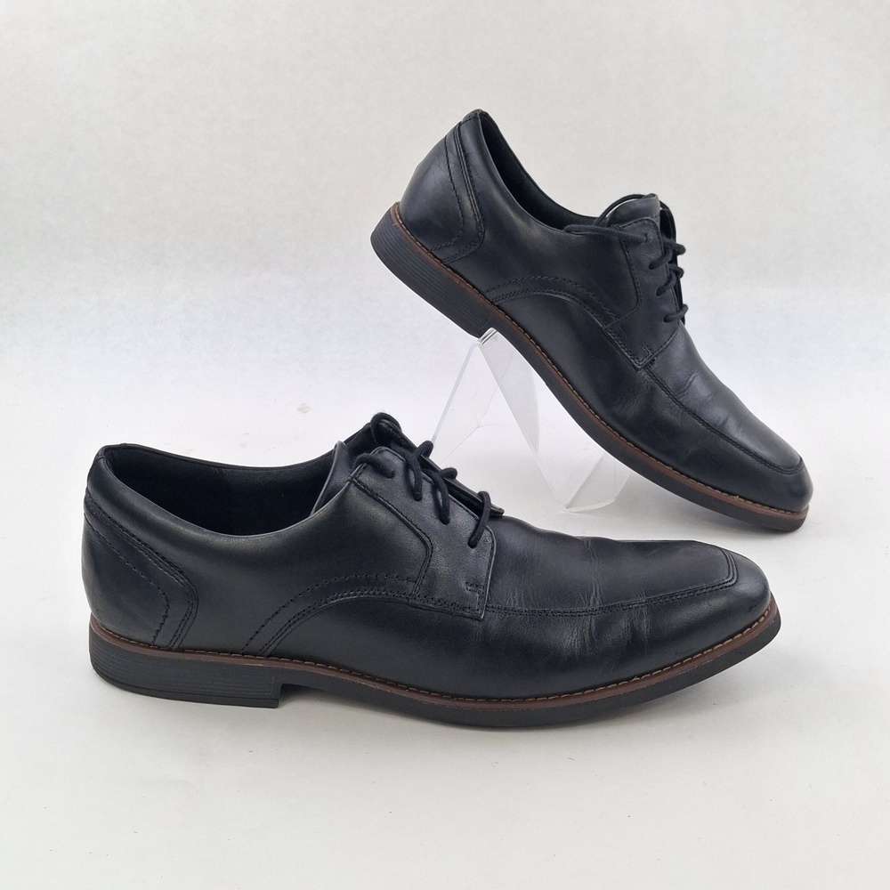 Rockport Shoes Mens Size 10 Black Leather Derby Lace Up Dress Square Toe CH1232